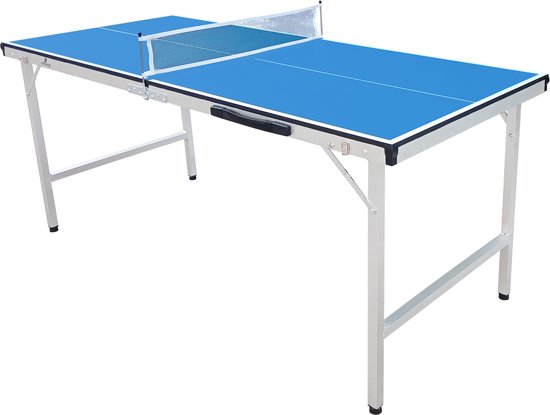 Cougar Tafeltennistafel Mini 1500 draagbaar Blauw - Pingpongtafel voor binnen – Inklapbaar – Incl. net - batjes en ballen