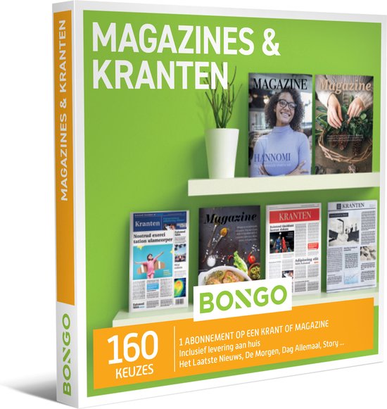 Bongo Bon België - Chèques cadeaux Magazines & Kranten - Carte cadeau cadeau homme ou femme | 160 journaux et magazines: Humo, De Tijd, Knack, Dag Allemaal, HLN et plus