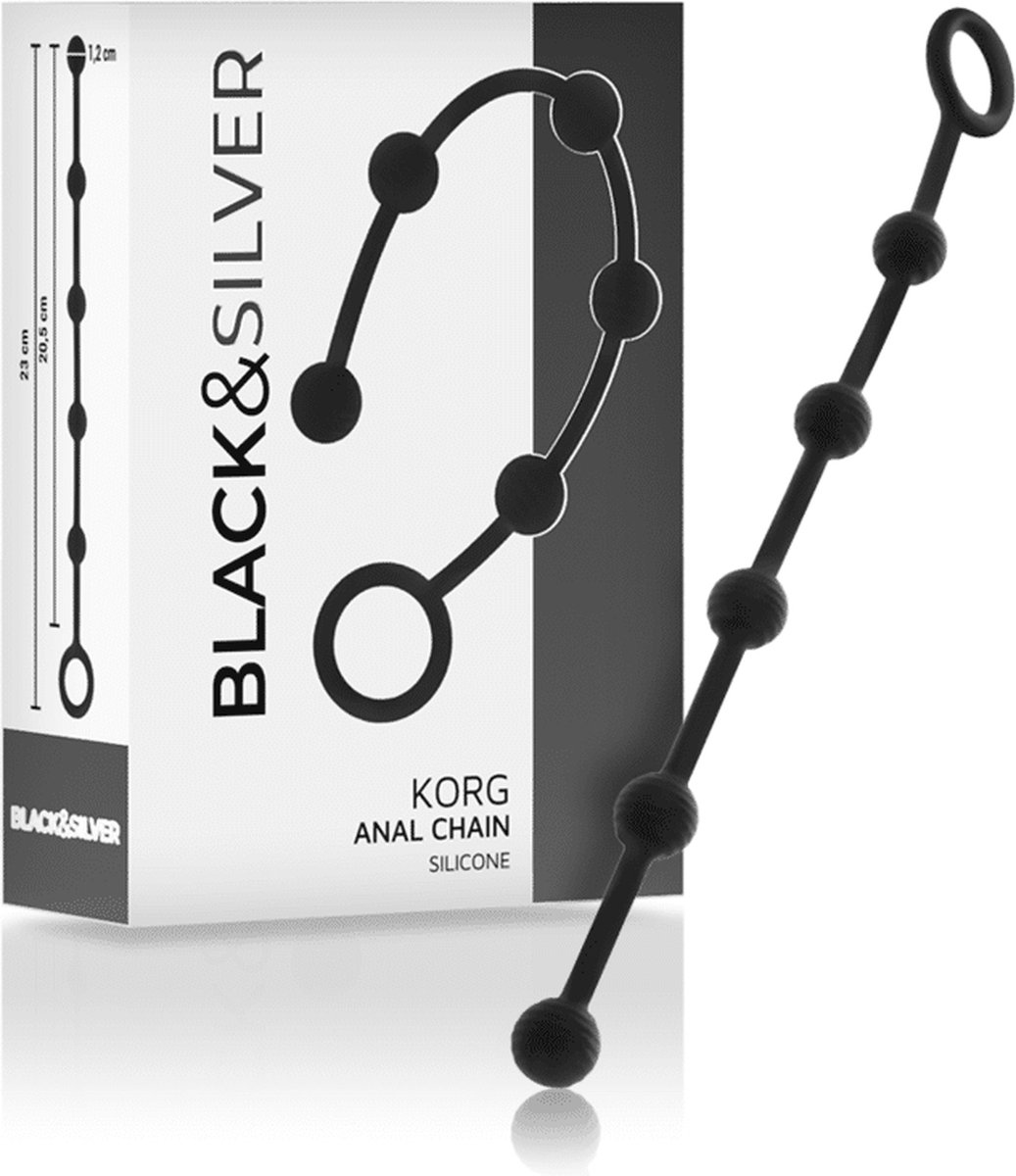 Goedkoopste BLACK & SILVER | Korg Silicone Anale Kralen 23 Cm | Sex Toy | BDSM | Buttplug | Anal Toy | Sex Toy for Man | Sex Toy for Woman