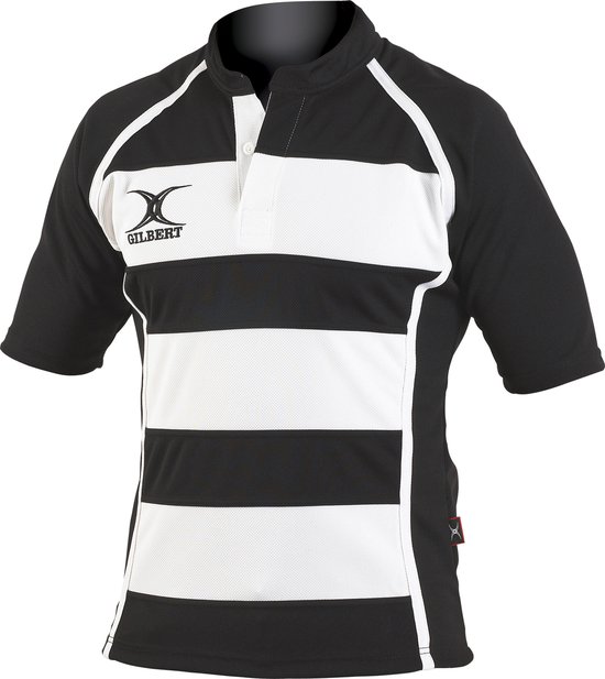 Gilbert Rugbyshirt Xact Ii Hoop Zwart / Wit - L