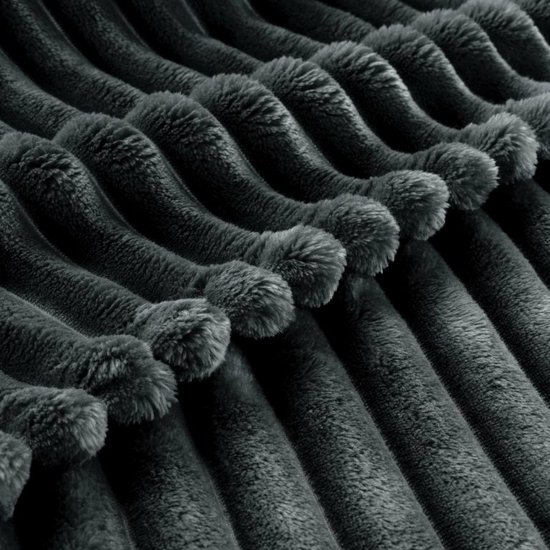 Flanellen fleece plaid Geribbeld – Grijs – XL 180 x 220 cm | bol.com