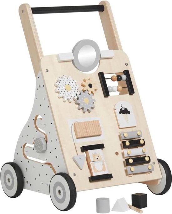 Baby walker - Baby speelgoed - Loopwagen - Loopkar - Educatieve looptrainer - voor 1, 2 en 3 jaar oud - Hout - Wit