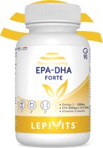 EPA-DHA FORTE | 90 gélules | Huile de Poisson Concentrée en Omega 3 + Vitamine E | Fonction normale du cerveau et du cœur | Certifié SANS MÉTAUX LOURDS | Fabriqué en België | LEPIVITES