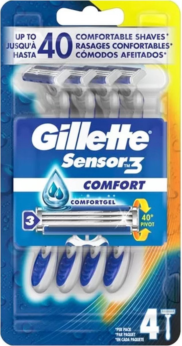 Wegwerpscheermessen Gillette Sensor 3 Comfort 4 Stuks