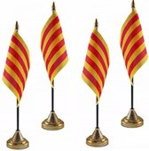 Catalonie tafelvlaggetjes - 4x stuks - 10 x 15 cm - met standaard