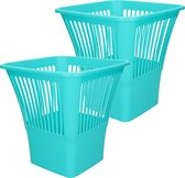 Plasticforte Afvalbak/vuilnisbak/kantoor prullenbak - 2x stuks - plastic - blauw - 30 cm