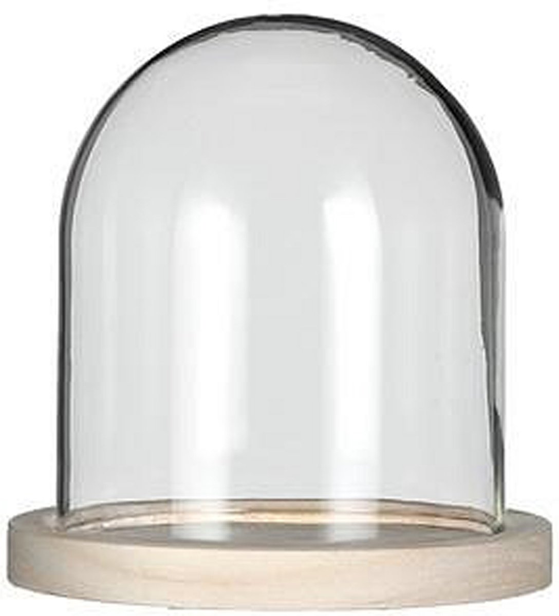Ideas 4 Seasons Decoratie stolp - glas - houten plateau - D12 x H13 cm