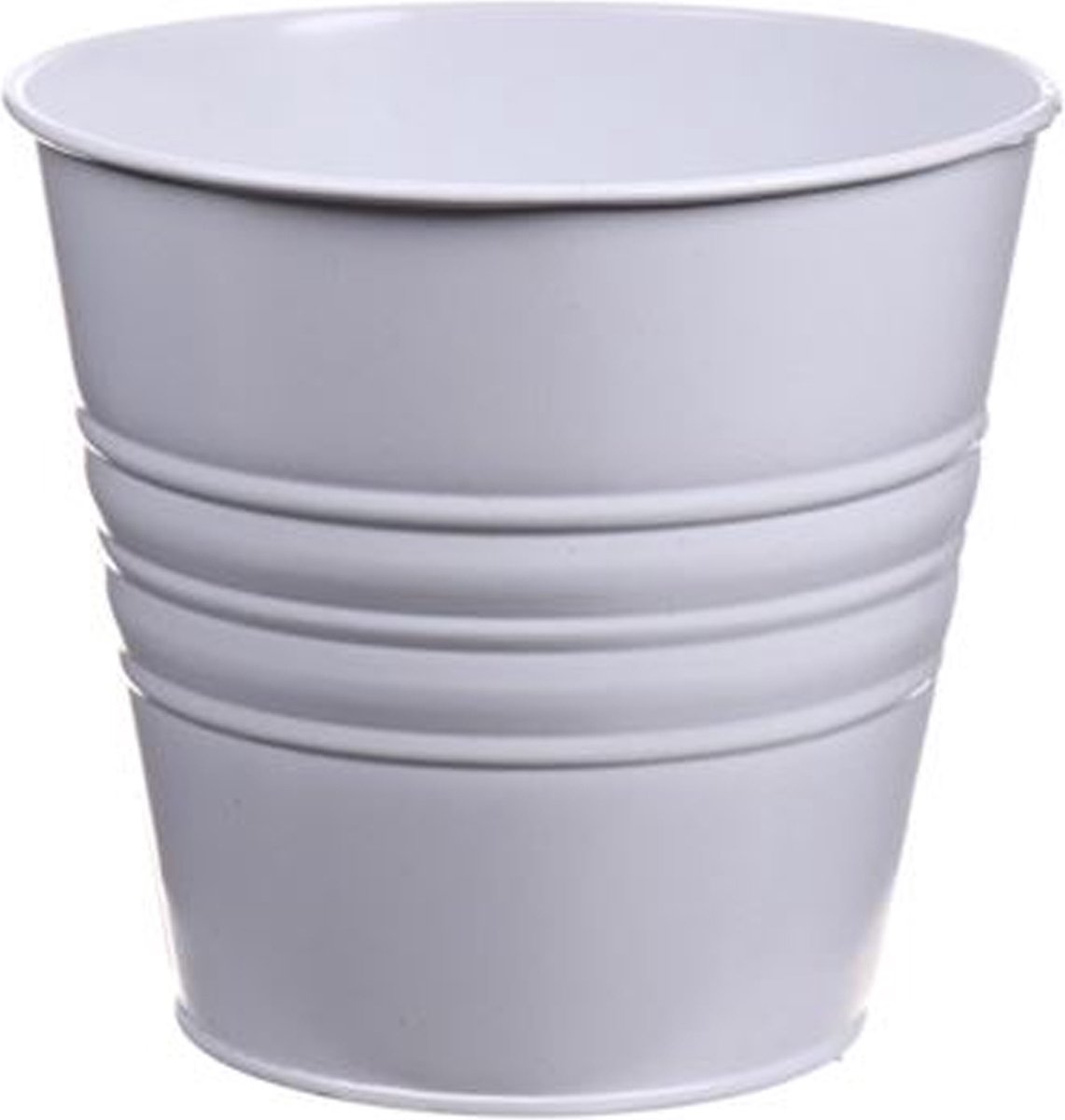 Zinken emmertje/bloempotje - wit - D16 x H13 cm - Plantenpotjes