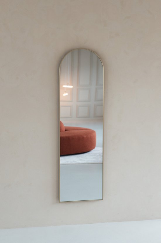 Nordic Style® Boogspiegel 170x50cm | Greige | Scandinavische Spiegels | Halfrond | Pas spiegel | Staande spiegel | Kleedkamer spiegel