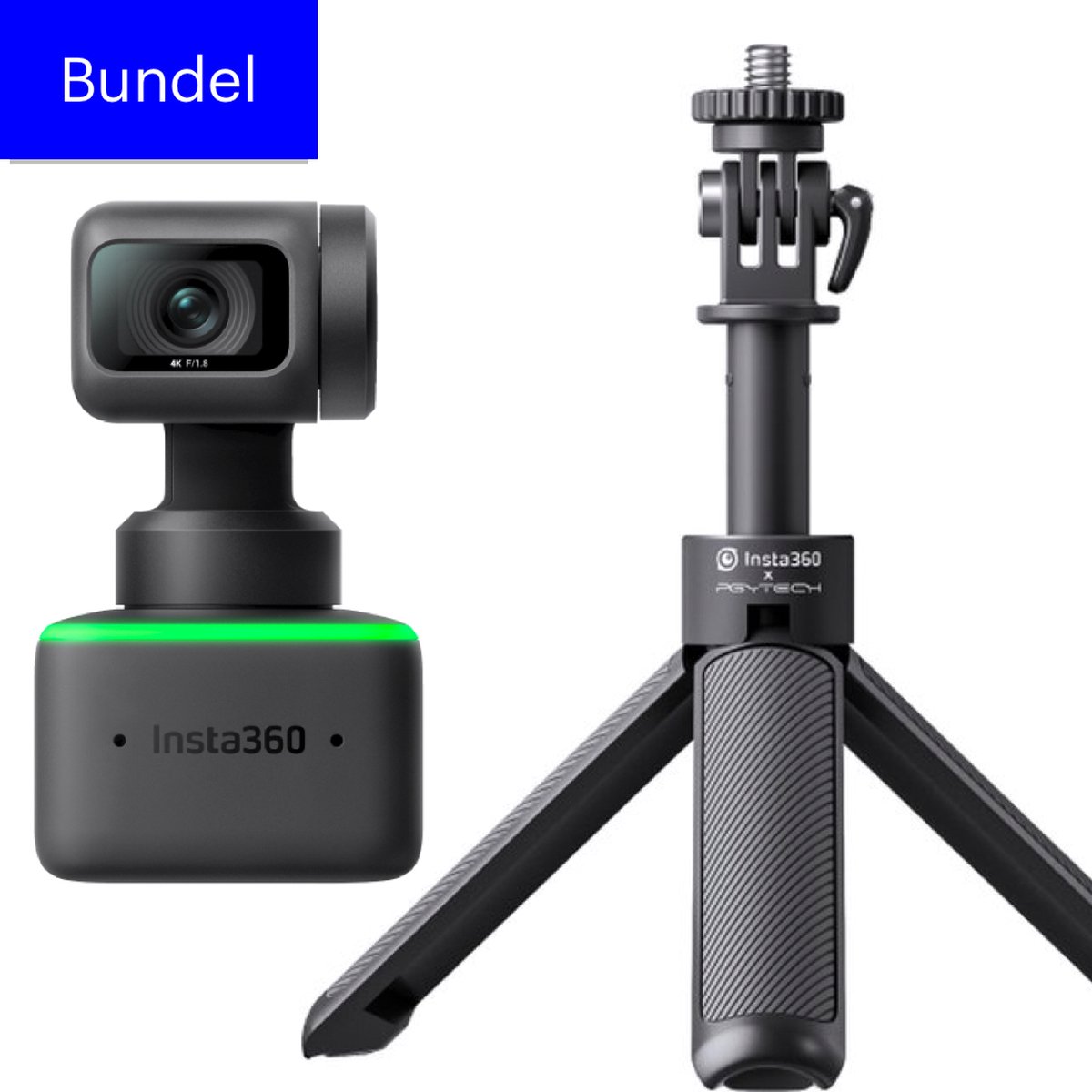 Insta360 Link Stand Bundel - 4K Webcam met AI Facetracking - met Mini 2-in-1 Tripod