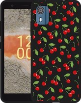 Cazy Hoesje Zwart geschikt voor Nokia C02 Kersen