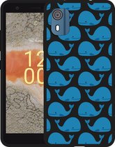 Cazy Hoesje Zwart geschikt voor Nokia C02 Whales