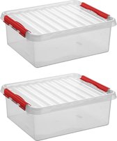 Sunware - Q-line opbergbox 25L transparant rood - Set van 2