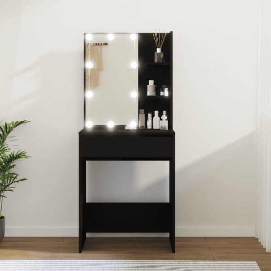 Kaptafel met LED-verlichting 60x40x140 cm oud houtkleurig