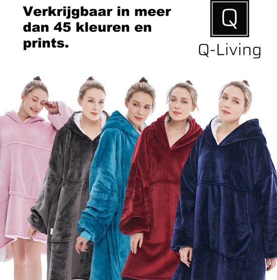 Q-Living Hoodie Deken - Oversized Hoodie - Plaid Met Mouwen - Snuggle Hoodie - Fleece Deken Met Mouwen - 1450 gram - Roze