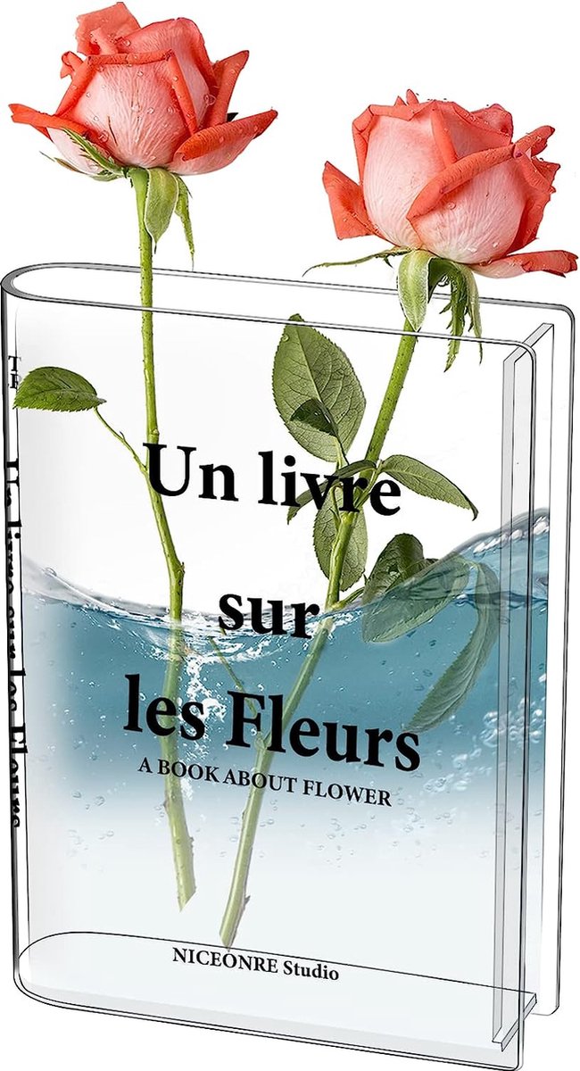 Boekvaas, boekenvaas voor bloemen, transparante boekenvaas, tulpenvaas, acrylboekenvaas, transparante vaas voor bloemen, schattige boekenkast, decoratie voor bloemstukken, middenstukken en