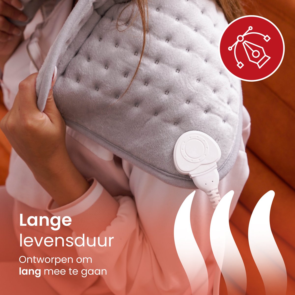 Seranova Elektrisch Warmtekussen voor Rug, Voeten, Nek, Schouders, Buik - Heating Pad - Verwarmingskussen - Wasmachine - 60x30cm - Lichtgrijs – foto 8
