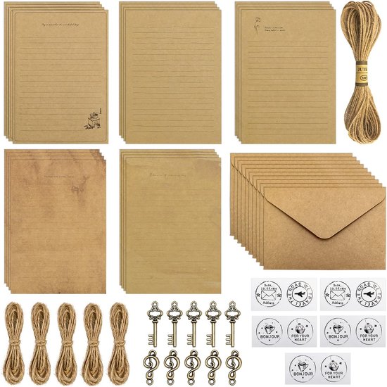 73 stuks briefpapier met envelopset, 12 enveloppen, 24 A5