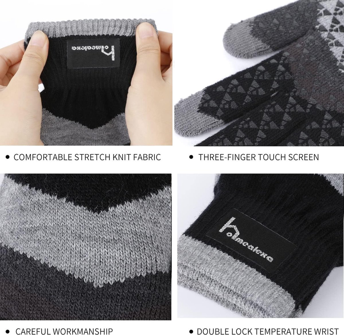 Dikke Fleece Gevoerd Gebreide Vingerhandschoenen Voor Skiën, Fietsen En Sms Winter Handschoenen