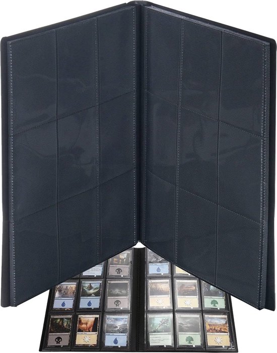 Verzamelkaartenalbum, kaarthouder 360 vakken met zijopening, robuuste kaartenverzamelmappen (zwart)