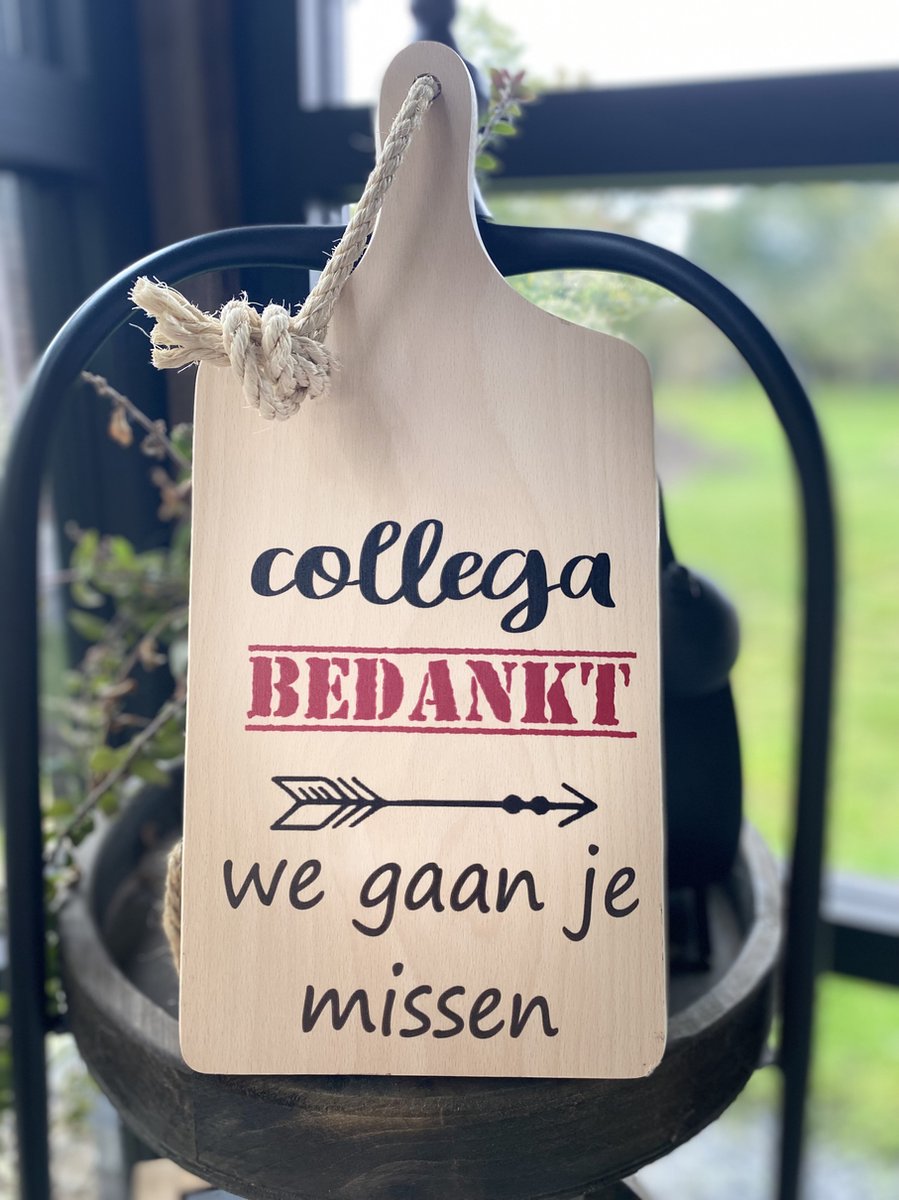Serveerplank met tekst - collega - bedankt - afscheid - cadeau