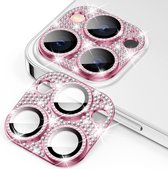 Screenz® - Camera lens protector geschikt voor iPhone 15 Pro / 15 Pro Max glitter roze - Screenprotector - Beschermglas - Glasplaatje geschikt voor iPhone 15 Pro / 15 Pro Max