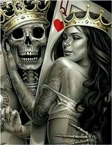 Queens & Kings - Skull- Diamond Painting - 50 x 65 - ronde steentjes