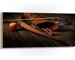 Hout - Pijl - Boog - Schieten - Appel - 100x50 cm - 9 mm dik - Foto op Hout (Met Ophangsysteem)