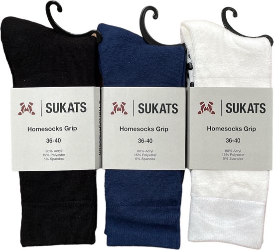 Sukats® Huissokken - Antislip sokken - Gripsokken - Bedsokken Dames - ABS - Met Grip - 3 Paar - Maat 36-40 - Mix - Meerdere Maten en Varianten