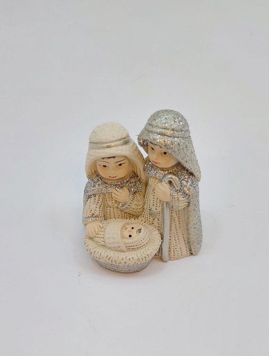 Foto: Mini kribbe kerstgroep 4 5 x 4 x3 5 cm massief polystone beeldje