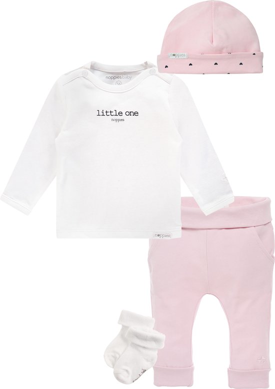 Noppies - Ensemble de vêtements - Filles - 3 pièces - Pantalon Humpie rose - Chemise Hester Wit - 1 paire de chaussettes blanches - Taille 68