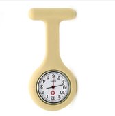 Treasure Trove® Siliconen Verpleegstershorloge Beige - Zusterhorloge - Verpleegster Horloge Dames - Heren - Speld - 30 mm