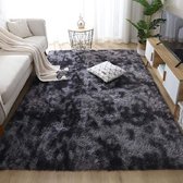Woonkamertapijt, Shaggy-tapijt, slaapkamer, modern tapijt, indoor, comfortabel, huis, vloertapijt (grijs/zwart, 160 x 230 cm)