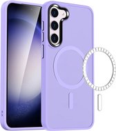 Hoesje Geschikt voor Samsung Galaxy S23 Plus - Compatibel met MagSafe - Matte Beschermhoes - Back Cover met Magneet - Geschikt voor Draadloos Opladen met Magnetische Ring - Violet