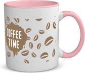 Akyol - coffee time koffiemok - theemok - roze - Koffie - koffie drinkers/liefhebbers - koffiebonen - verjaardagscadeau - cadeau - kado - geschenk - verjaardag - collega's - 350 ML inhoud