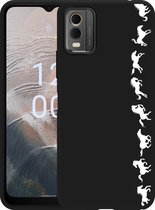 Cazy Hoesje Zwart geschikt voor Nokia C32 Horses in Motion - Wit