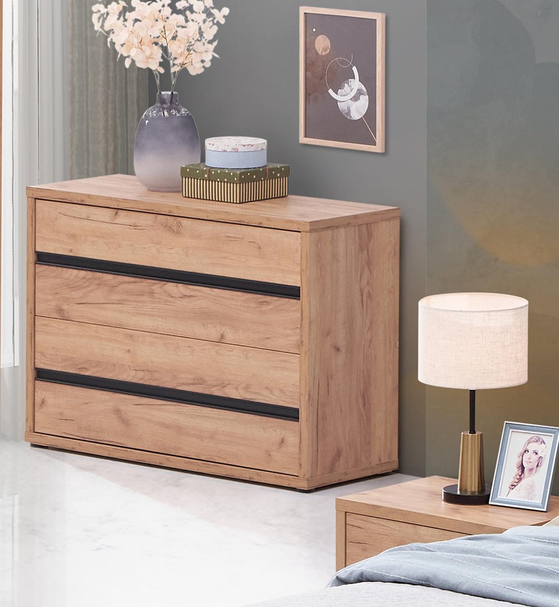 Belfurn - erwin - Ladekast met 2 laden decor franse eik