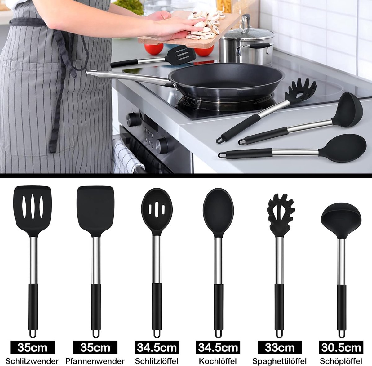 Spatule Tupperware Lot De 6 Spatules En Silicone HaWare - Ustensiles Cuisine Anti-Rayures Gris Spatule Patisserie