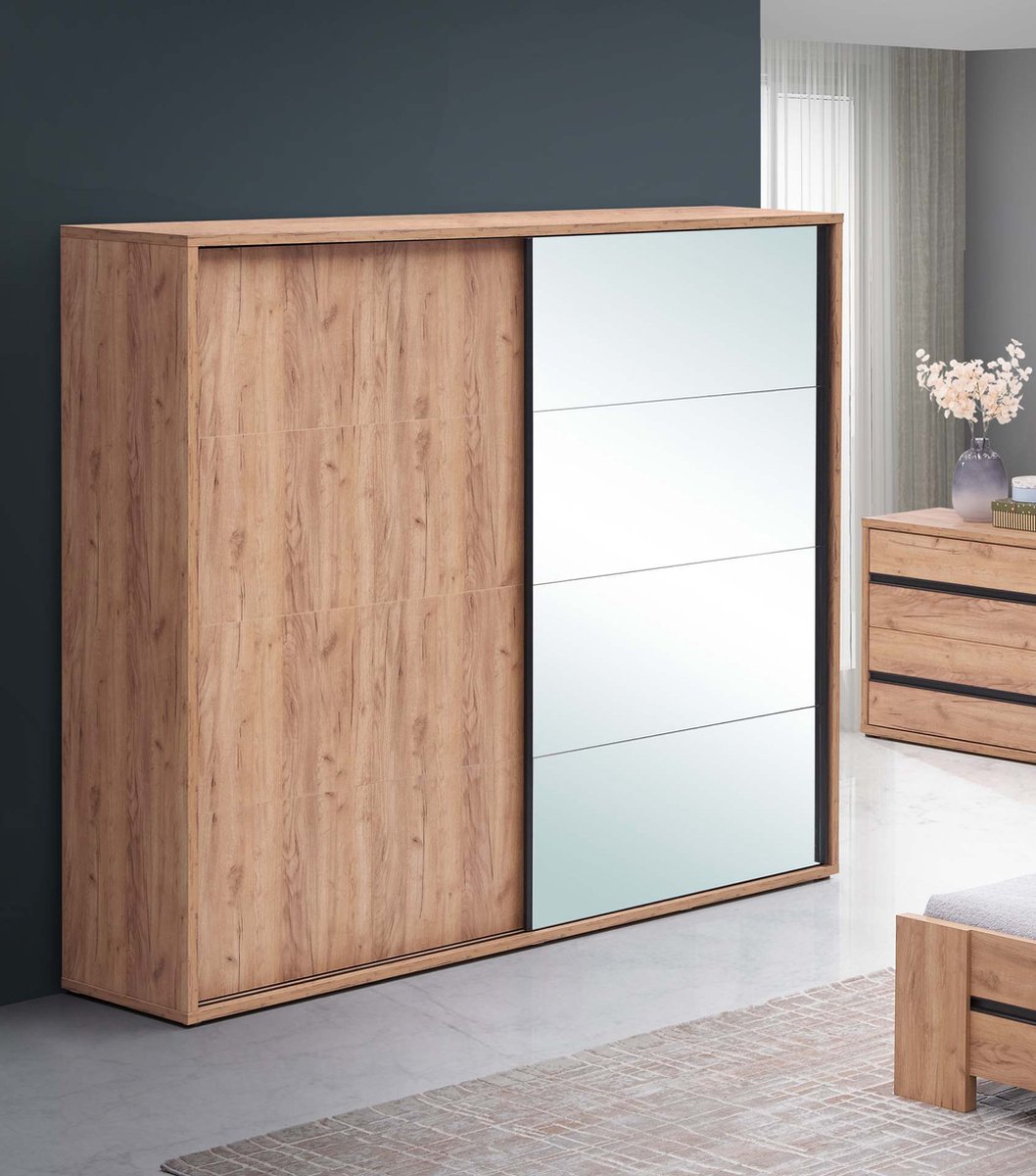 Belfurn - erwin Kledingkast 2 schuifdeuren 240cm decor franse eik