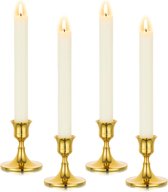 Kaarsenhouder goud metaal - kaarsenstandaard voor conische kaarsen conische kaarsen ijzer set van 4 vintage retro voor bruiloft Thanksgiving kerst advent tafeldecoratie 7,5 cm