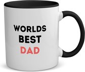 Akyol - worlds best dad koffiemok - theemok - zwart - Papa - de beste vader - vader cadeautjes - vaderdag - verjaardagscadeau - verjaardag - cadeau - geschenk - kado - gift - vader artikelen - 350 ML inhoud