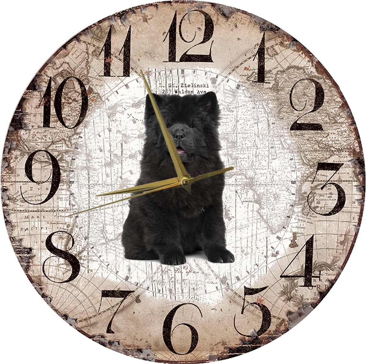 Houten Klok - 30cm - Hond - Chow Chow