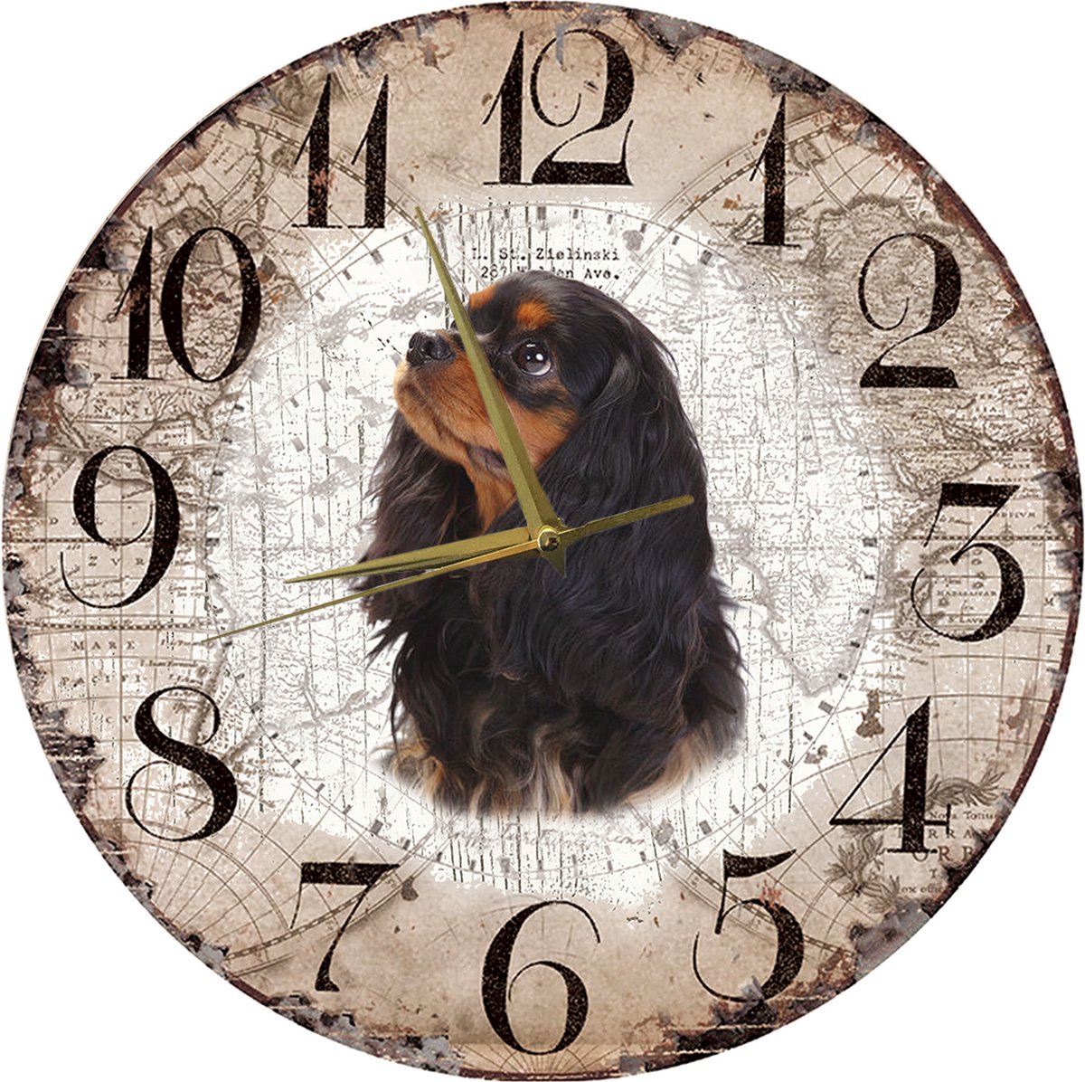 Houten Klok - 30cm - Hond - King Charles