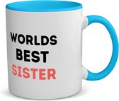 Akyol - worlds best sister koffiemok - theemok - blauw - Zus - de beste zus - verjaardagscadeau - verjaardag - cadeau - cadeautje voor zus - zus artikelen - kado - geschenk - gift - 350 ML inhoud