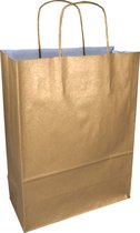 Tas | Kraftpapier | gedraaid papieren koord | 26x 12x35cm | draagtas | goud | 50 stuks