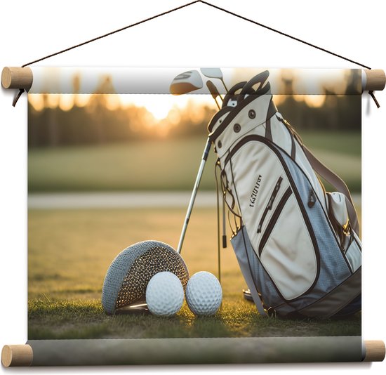 Textielposter - Golf - Golfbal - Sport - Hobby - Tas - Gras - 40x30 cm Foto op Textiel