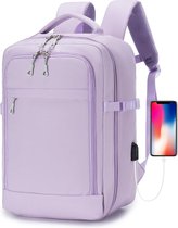 Laptop tas paars/lila 40x20x25 Reisrugzak met USB-oplaadpoort voor Laptop 15.6 inch handbagage rugzak, vliegtuig, reistas