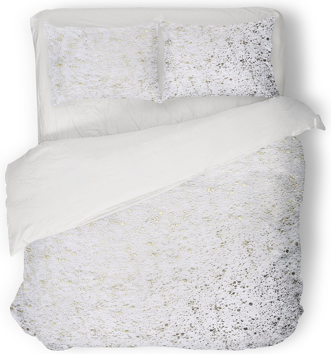 Eleganzzz Dekbedovertrek Foil Velvet - White - Dekbedovertrek 200x200/220cm - 100% Velvet - Tweepersoons dekbedovertrekken