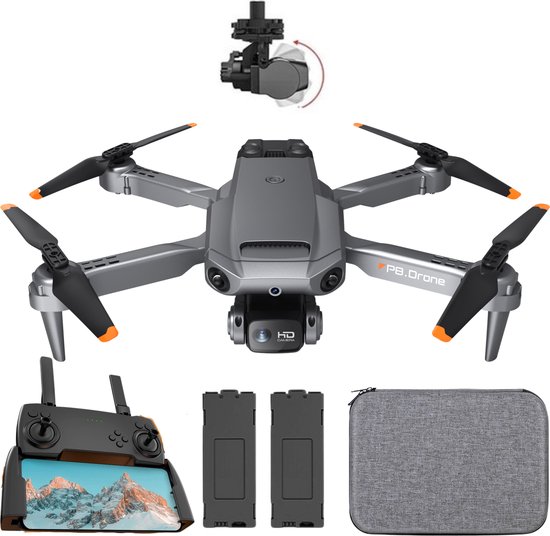 SefSay P8 Drone Zwart - Drone met dubbele camera - Obstakel ontwijking - Drones - drone voor kinderen - Drones met camera voor volwassenen - Inclusief opbergtas en 2 accu's
