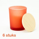 6 pièces de bougies parfumées avec couvercle en bois - couleur terra